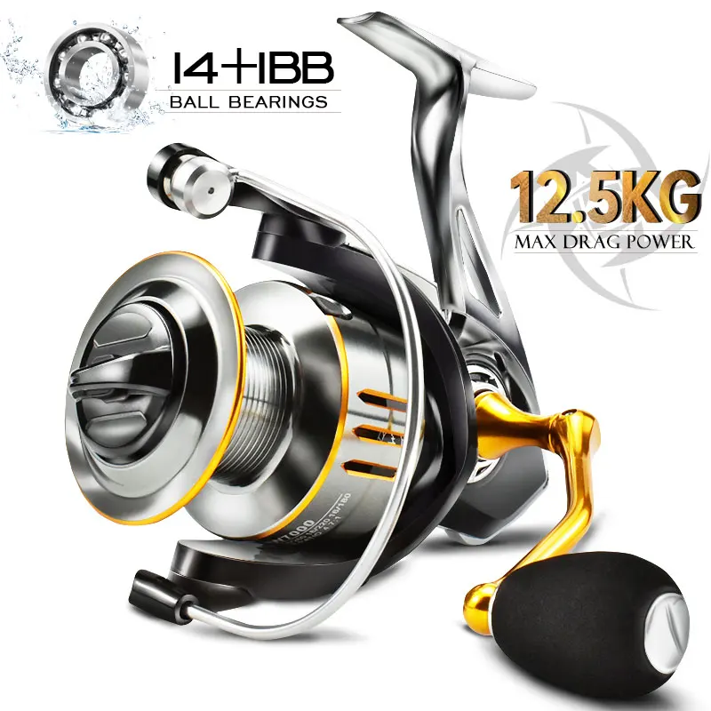 

Спиннинг рыболовная Катушка GW1000-7000 Series14 + 1BB 5,2: 1/4.7:1 Высокая Скорость все металлическая Рыболовная катушка соль щит несущая катушка