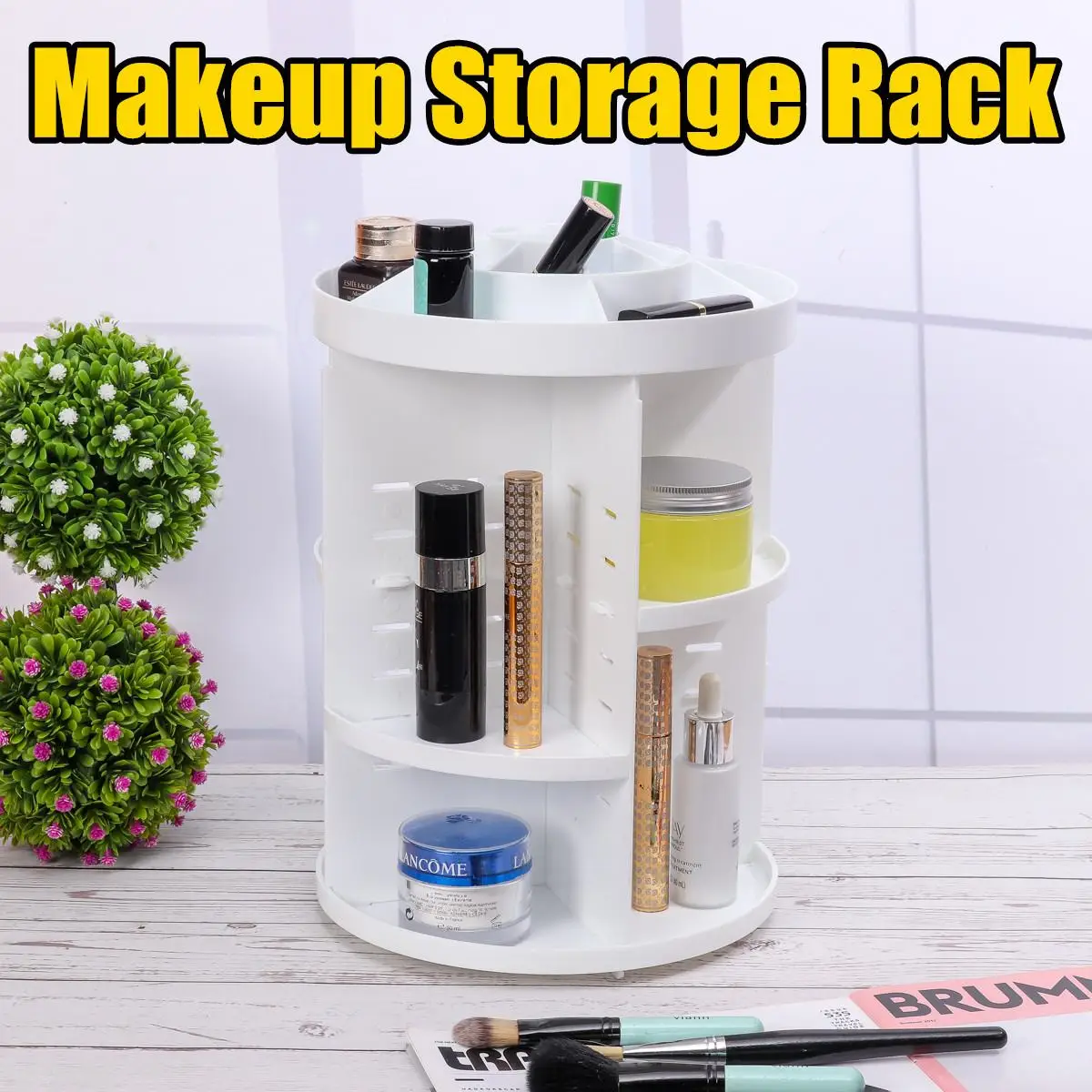 

360 Rotating Plastic Cosmetic Makeup Organizer DIY Detachable Rangement Maquillage Adjustable Desktop Makeup Storage Holder Rack