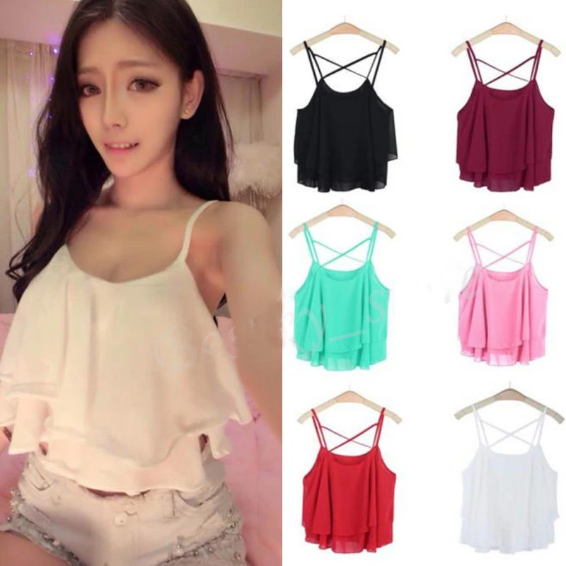 Женский летний Свободный шифон безрукавка Повседневная футболка блузка топ