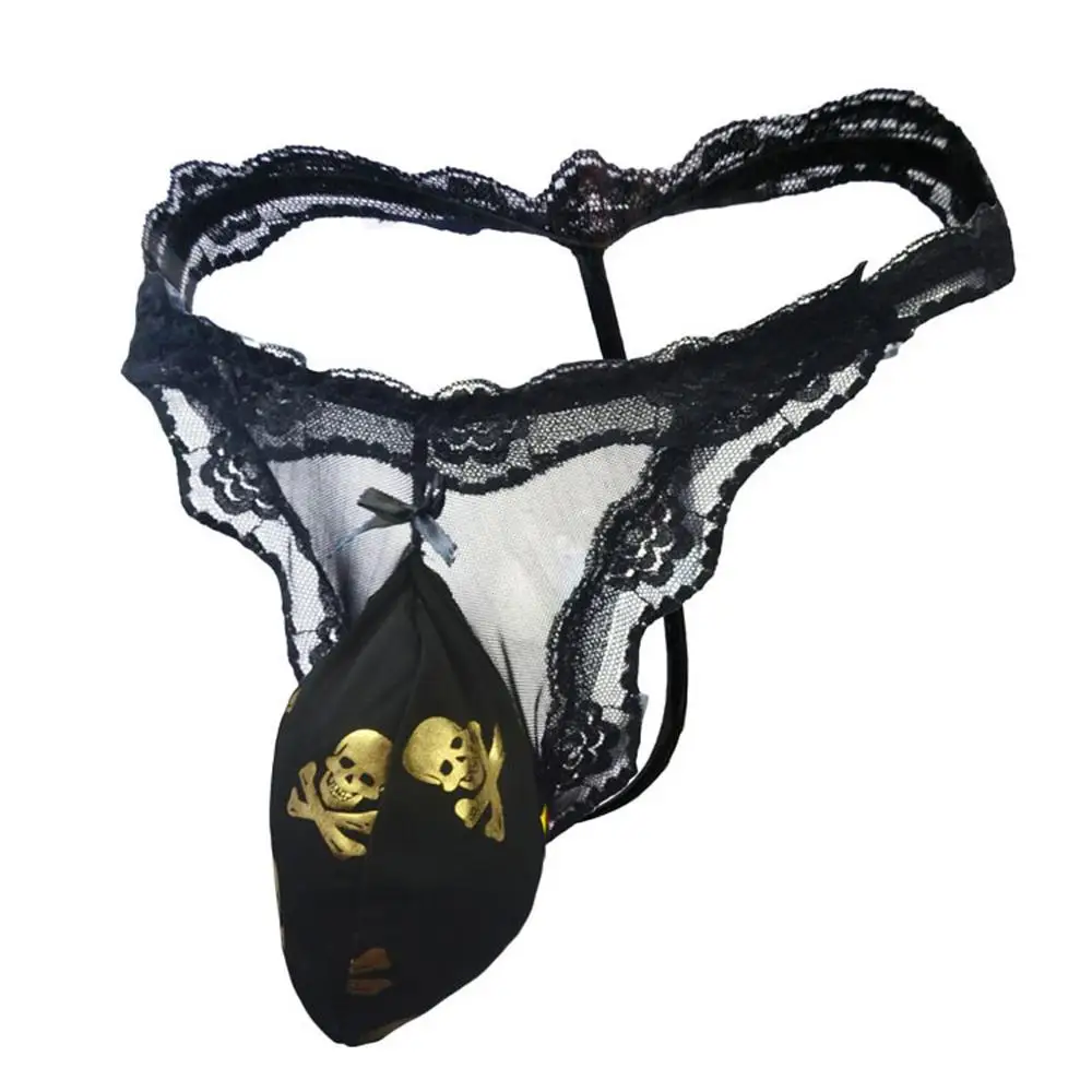 Мужские кружевные ультра тонкие прозрачные удобные трусики с Т образной спинкой