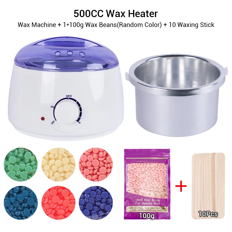 

Hair Removal Wax Melts Machine Kit 500CC Pot Depilatory Wax Heater Machine Mini Wax Heater Set With 100g Or 200g Wax Beans