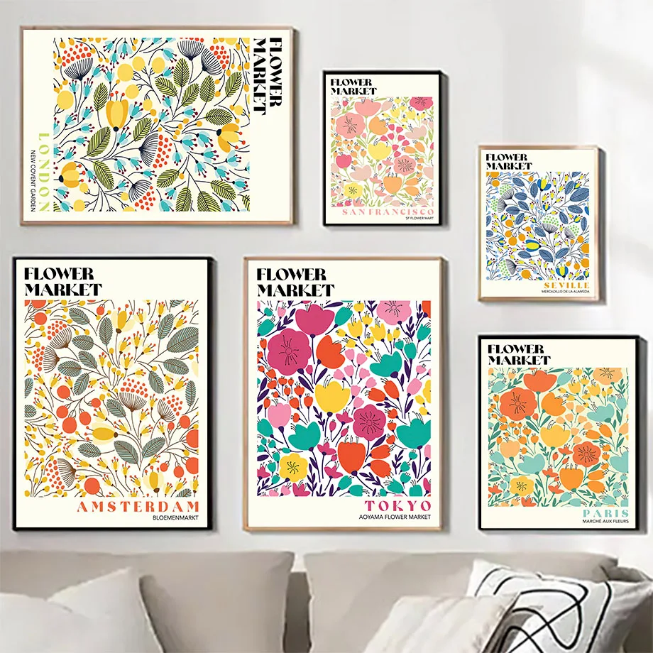 Абстрактная Цветочная Марка винтажная настенная Картина на холсте