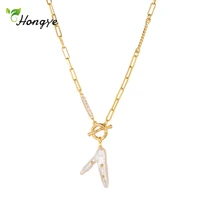 hongye irregular natural freshwater pearls chain chokers necklace for women gold color jewelry retro pendant gift 2021 trendy