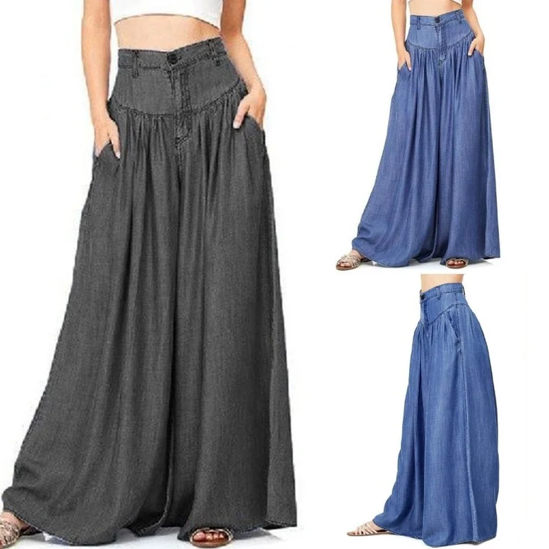 

Women Harem High Waiste Wide Legs Long Pants Culottes Swing Baggy Boho Yoga