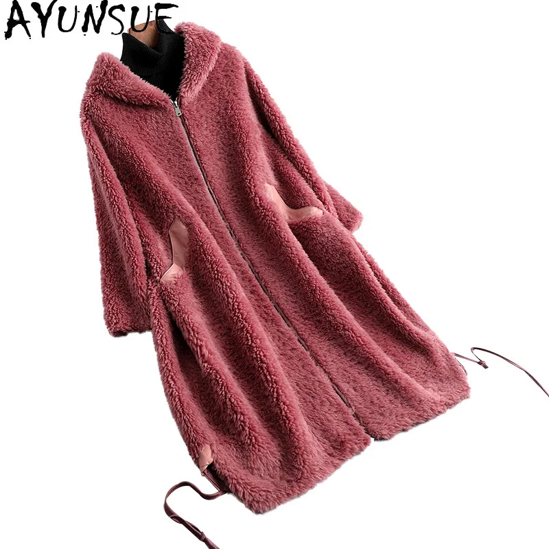 Женское шерстяное пальто с капюшоном повседневная куртка из овечьей шерсти