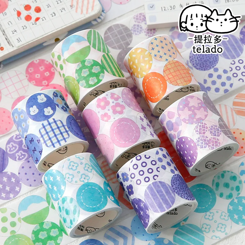 

Свежие конфеты в горошек Washi для письма Washi лента круглые наклейки для рукоделия декоративные дневники