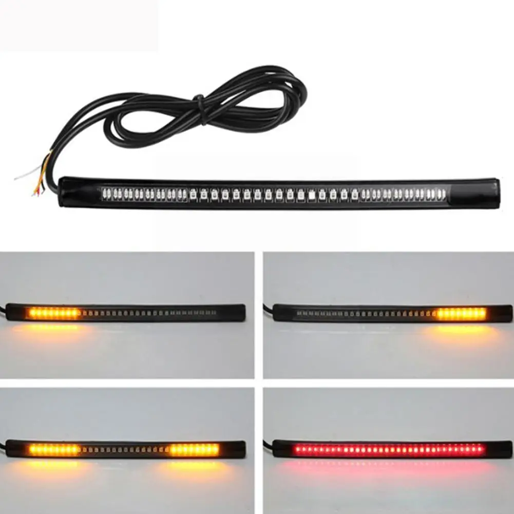 

Motorcycle Light Bar Strip Tail Brake Stop Turn Signal Red Light Color 48 SMD Plate License Integrated Amber 3528 LED L0O2
