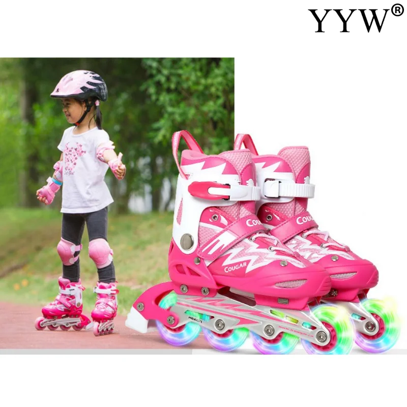 

Child Kids Roller Skates Shoes Inline 4 Wheel HIgh Quality 1 Line Green Figure Skating for Children Boy Girls Outdoor Training