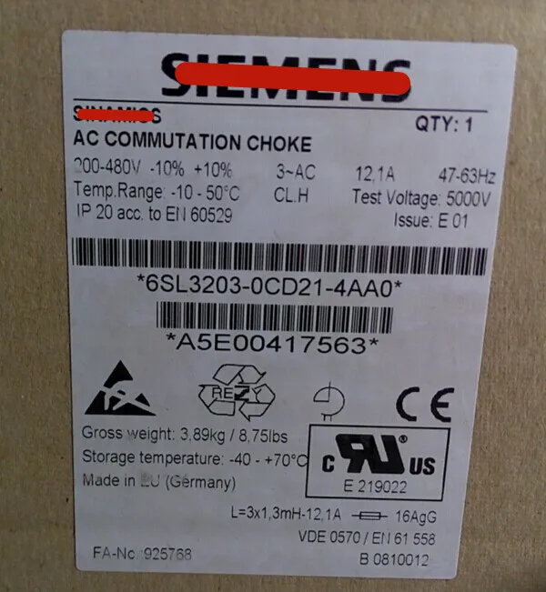 

6SL3203-0CD21-4AA0 4 кВт A5E00417563