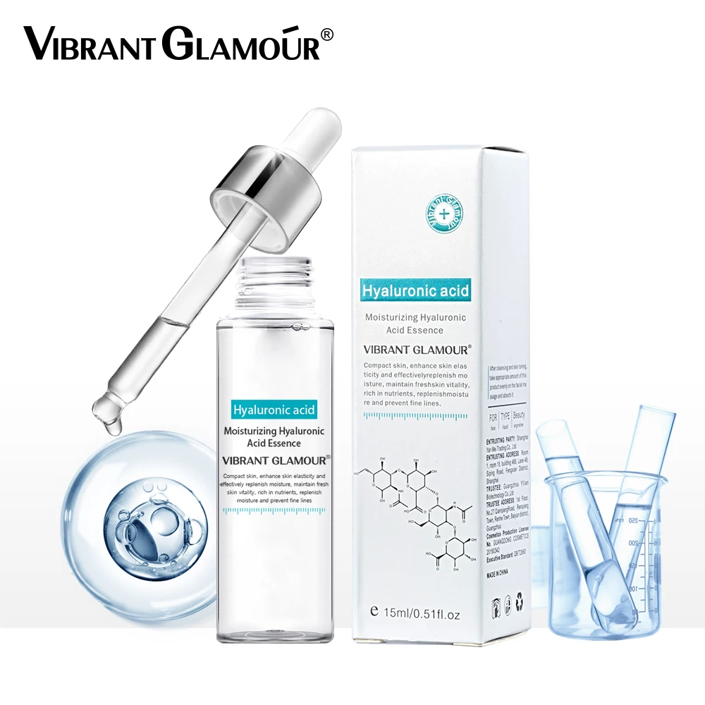 VIBRANT GLAMOUR 2 Pcs Hyaluronic Acid Face Serum Anti-Aging Shrink Pore Whitening Moisturizing Essence Cream Dry Skin Care | Красота и