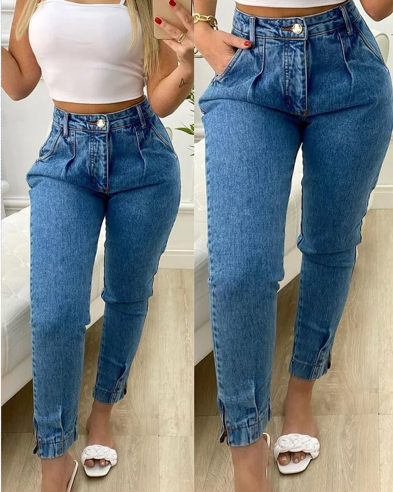 

Zipper Detail Pocket Skinny Jeans