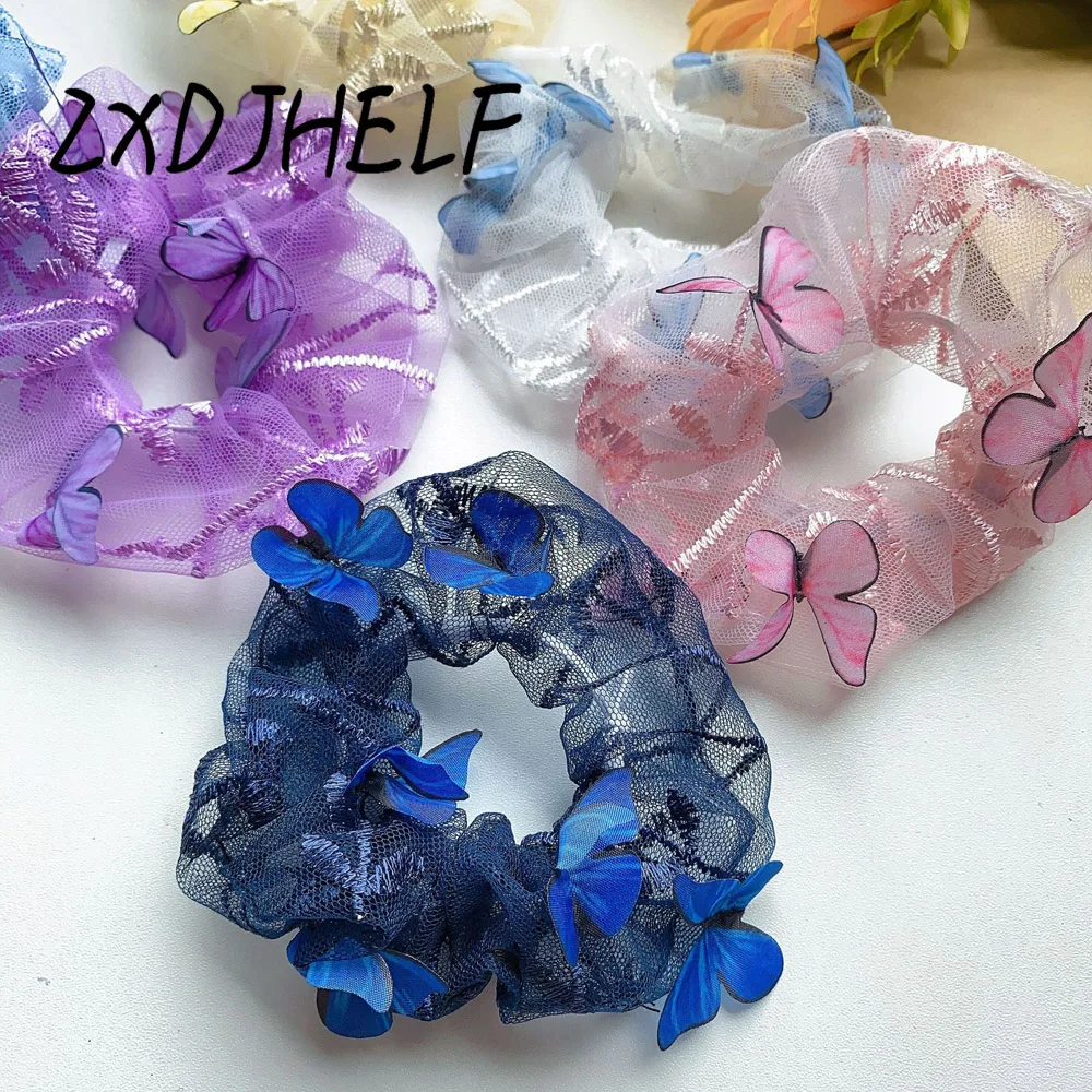 

ZXDJHELF Bohemia Design Butterfly Elastic Hair Bands Women Scrunchies Ponytail Girls Mesh Rubber Bands Hair Accessories F662