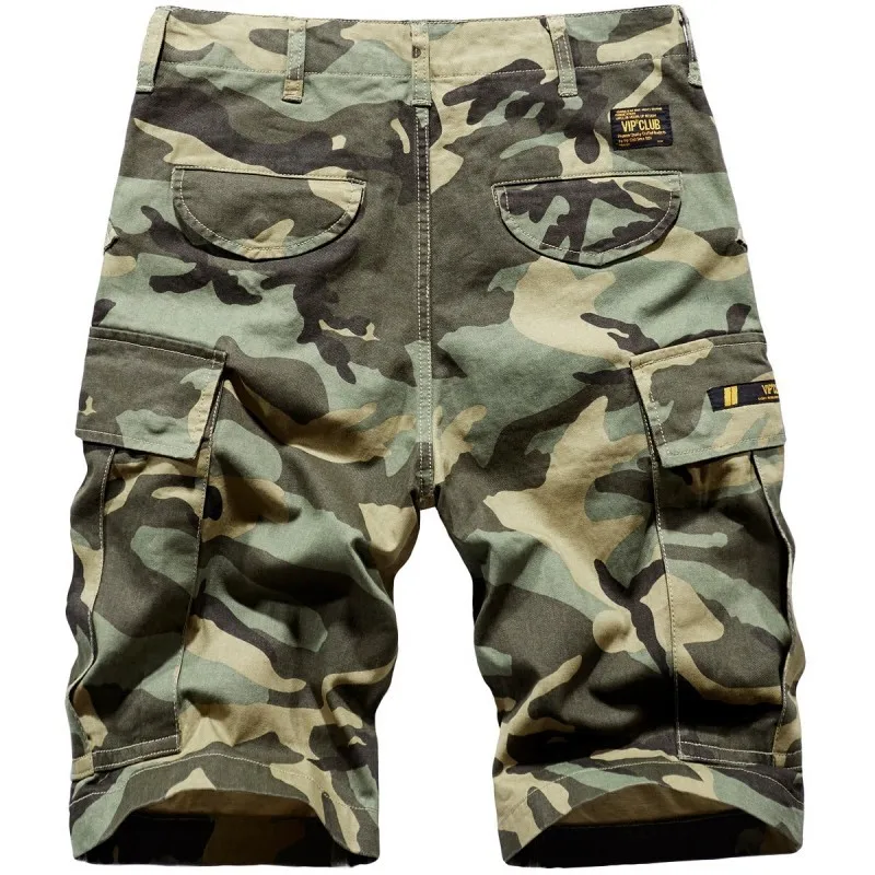 Новые летние мужские хлопковые шорты Карго с камуфляжными карманами пляжные