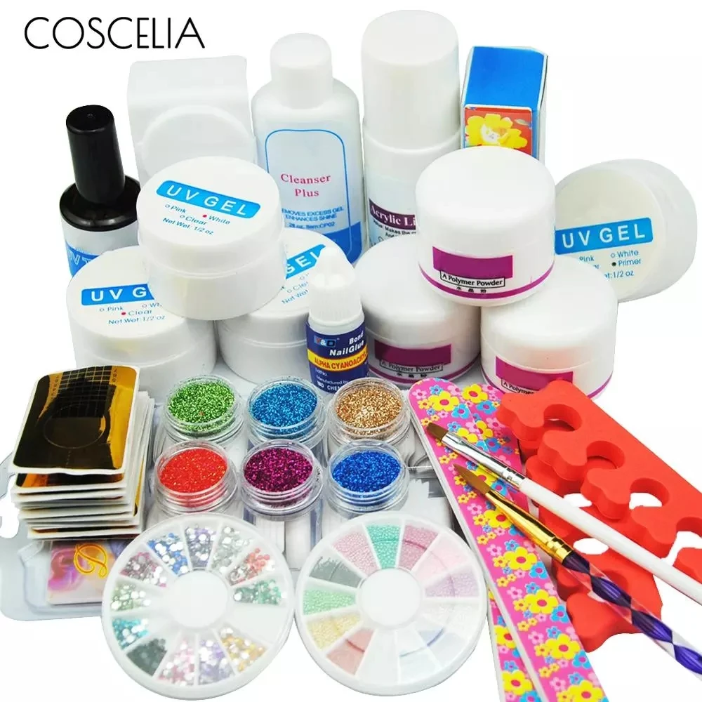 COSCELIA Pro акриловый набор для маникюра, педикюра, набор инструментов, набор для ногтей, УФ гель для ногтей, инструменты, акриловый порошок, маникюрные инструменты, набор, наборы
