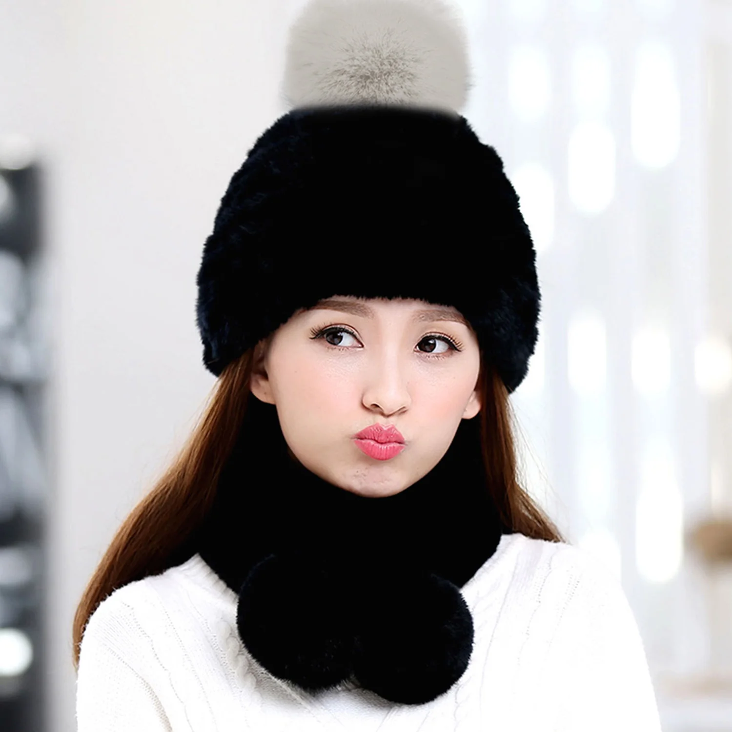 12 шт. 5 см помпоны из искусственного меха с эластичными петлями для вязания шапок