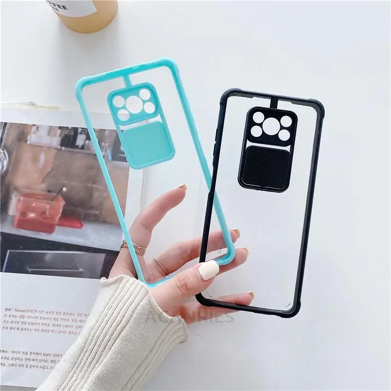 transparent slide camera protect phone case on for xiaomi redmi note 9 pro max 9 s note9 9s 9pro 4g poco x3 pro nfc clear cover free global shipping