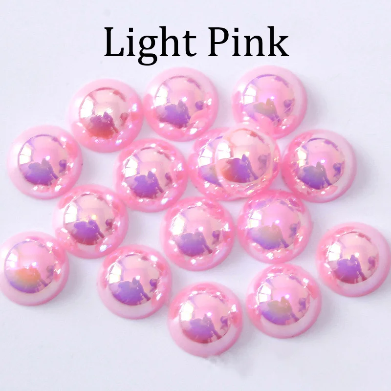 Light Pink ABS имитация жемчуга бисер плоская задняя сторона 2 3 4 5 6 8 10 12 14 мм AB цвета Кабошон полукруглый бисер Украшение для альбома DIY аксессуары - Цвет: Light Pink