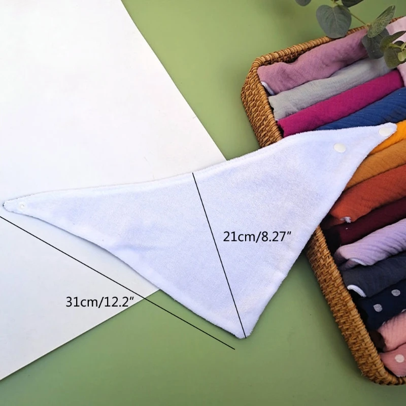 Baberos de algod&oacute;n de doble capa para beb&eacute;, toalla triangular de Color s&oacute;lido para Saliva, bot&oacute;n a presi&oacute;n, pa&ntilde;o suave para eructar, 1 unidad-5
