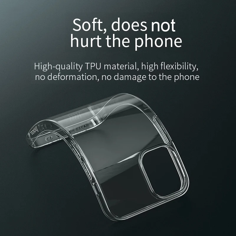 Hoco Transparent Silicone Phone Case For iPhone 11 12Pro Max 13 Mini Anti Shock Protective Cover For iPhone X XS MAX XR 7 8 Plus