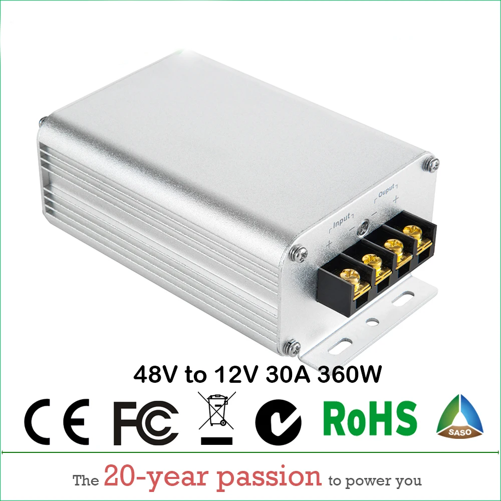 

2X 48V to 12V 30A 360W Voltage Reducer DC DC Step Down Converter for Golf Cart Electric Motorcycle Scooter 48VDC to 12VDC 30AMP