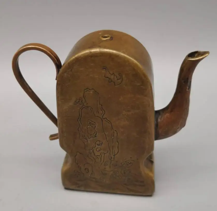 

China archaize brass teapot small crafts statue