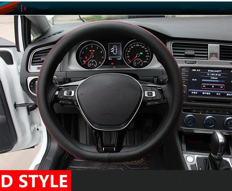 D кольцо из натуральной кожи чехол на руль для автомобиля аксессуары VW Golf 6 Golf 7 GTi Mk7 Polo D форма чехлы на руль