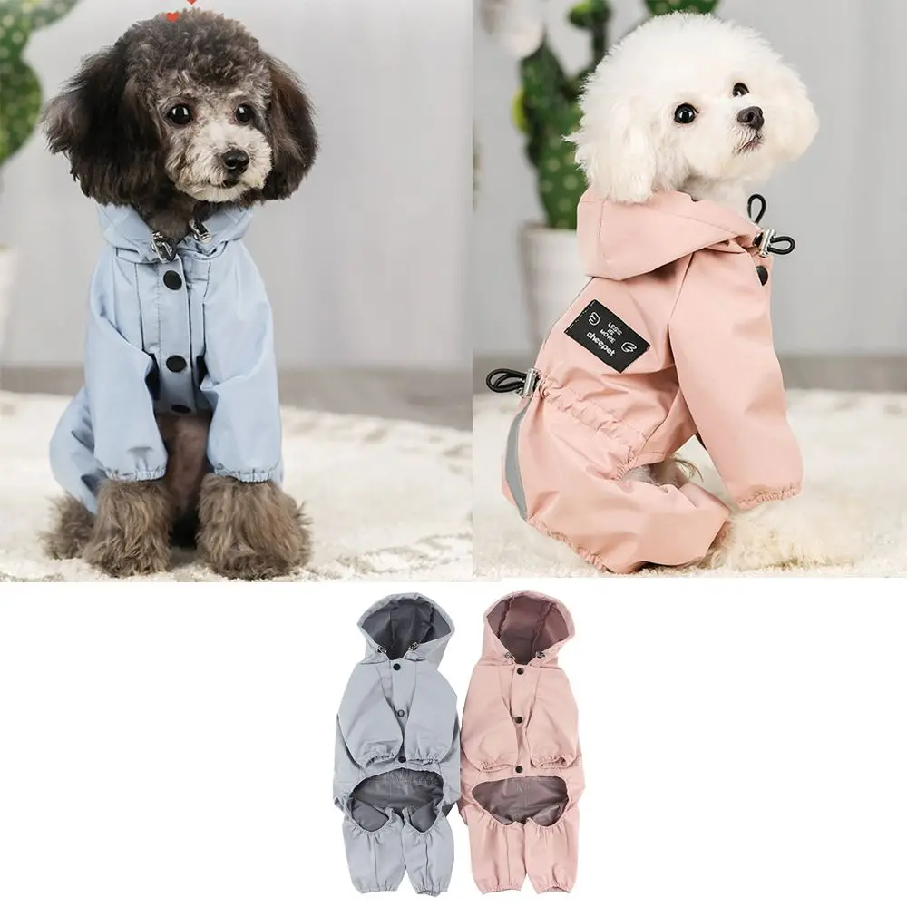 

Pet Supplies Breathable Reflective Waterproof Dog Raincoats PU Hoody Pet Jumpsuit Jacket