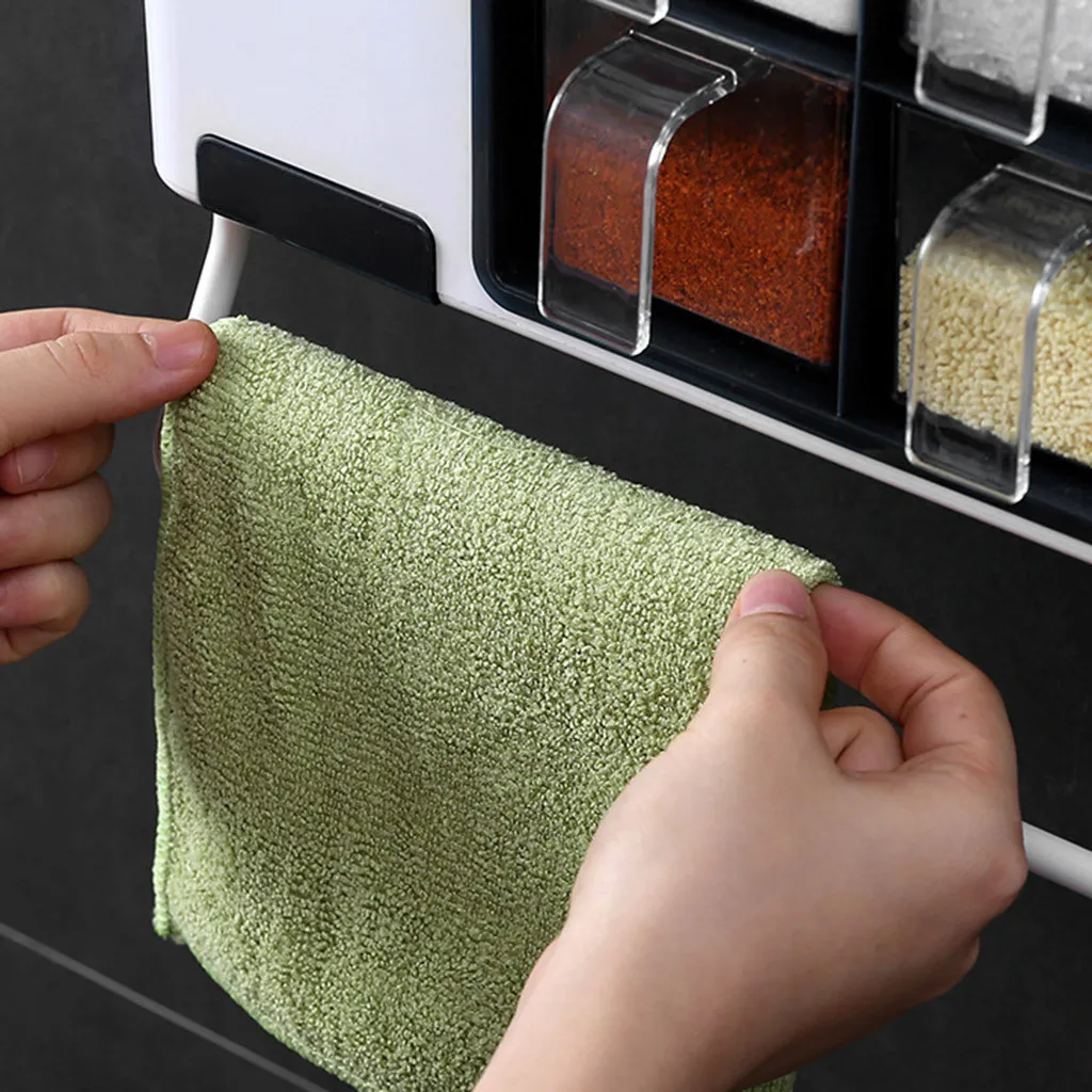 

Kitchen Shelf Plastic Multifunctional Multiple Compartments Racks Seasoning Box Wall Mount Storage Shelf