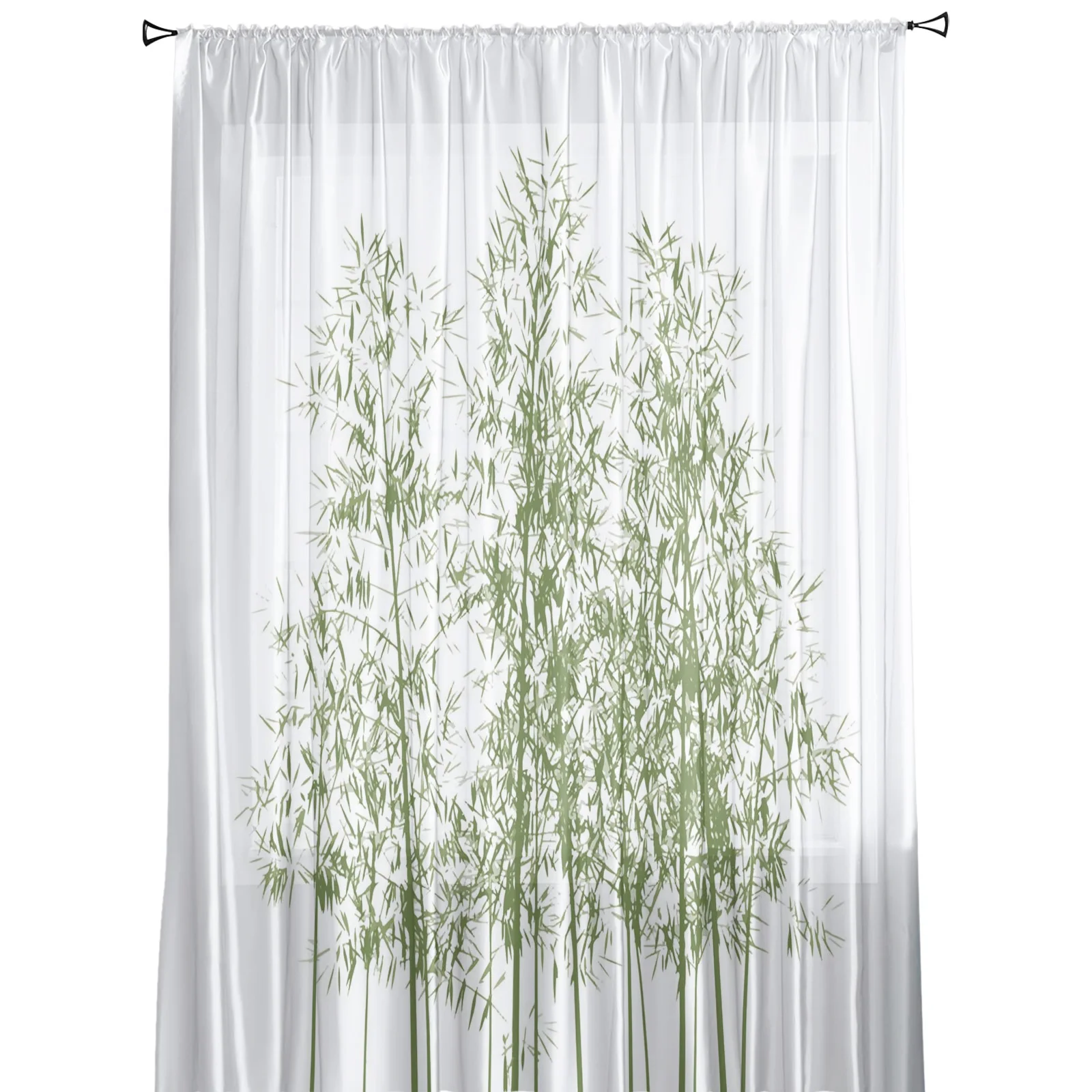 Прозрачные Занавески с зелеными бамбуковыми чернилами для девочек детей спальни