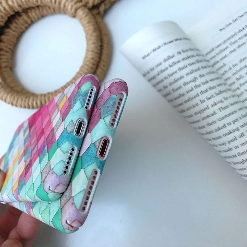 Красочный сетчатый узор Скраб чехол для телефона iPhone 6 6s 7 8 Plus X Xs XR Max жесткая