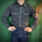 20W13 Азиатский размер подлинный супер качество стильная прочная тонкая облегающая Мужская рубашка из хлопка 12 унций 350 гм2
