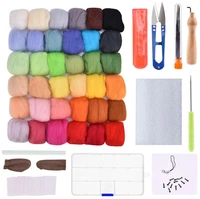 3650pcs colors wool felt roving wool felting tool kit fiber material with felt needle set weaving needlework spinning craft kit