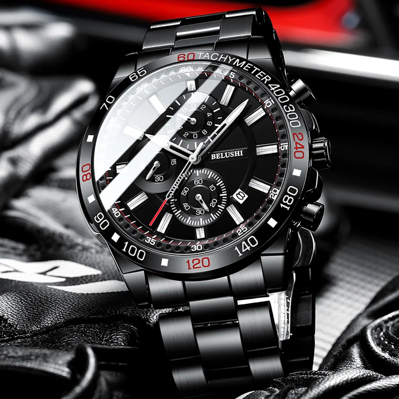 

Business Mens Watch Top Brand Stainless Steel Quartz Watches Chronograph Waterproof Luxury Male Clock Watches for Men Relojes