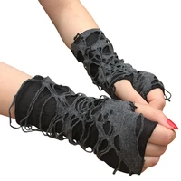 gothic fingerless ripped gloves steampunk shabby hole arm warmers gauntlets dark witch zombie halloween costume accessories