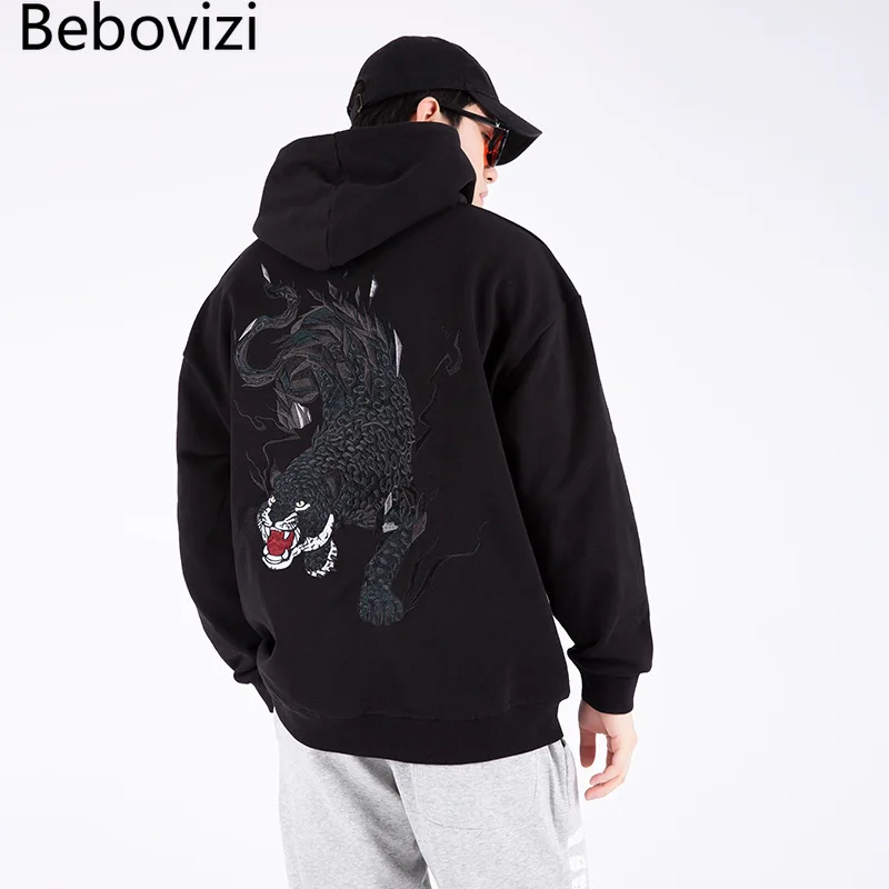 Толстовка мужская с вышивкой изысканная китайская в стиле хип-хоп Феникс и