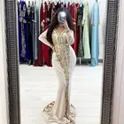 Сексуальные мусульманские Вечерние платья с аппликацией русалки, вечерние платья для выпускного вечера, женское платье для особых случаев с длинным рукавом