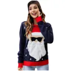 Женский милый и Уродливый Рождественский вязаный свитер с головой Санта-Клауса пуловер с круглым вырезом свободный Рождественский свитер женский