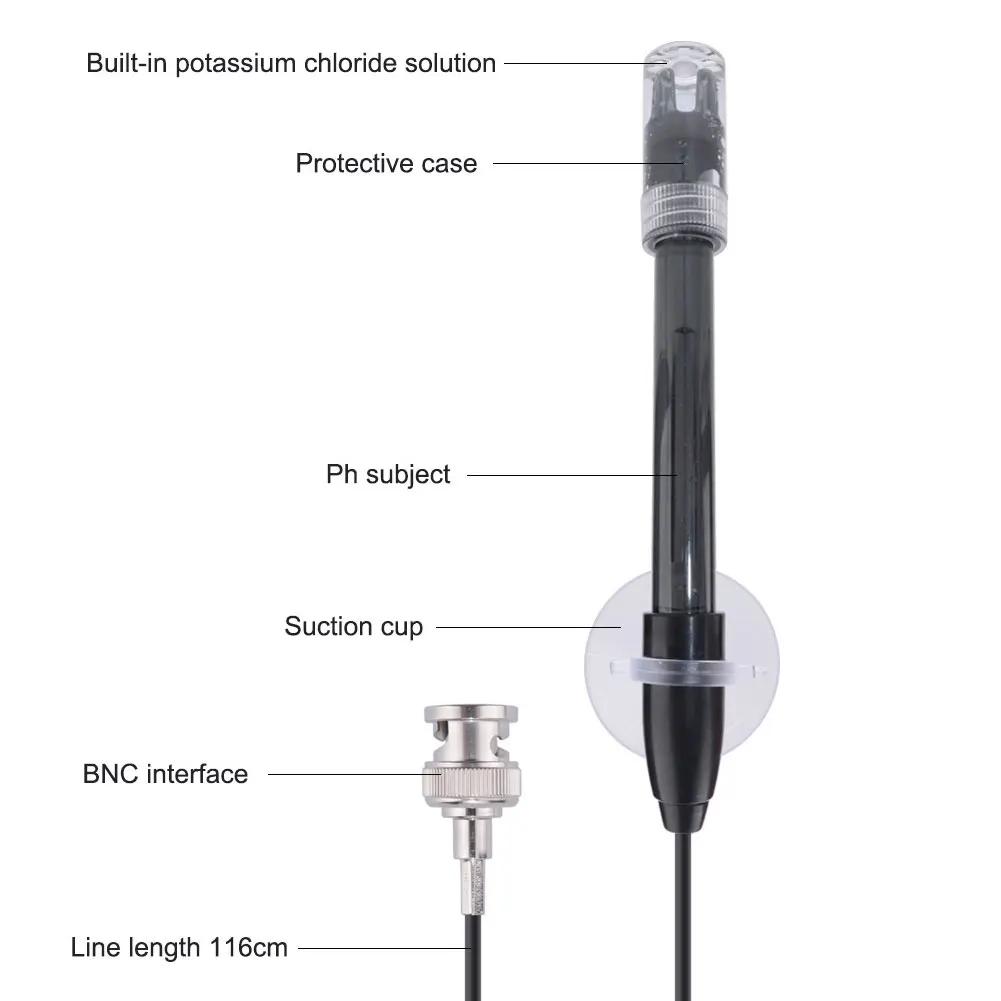 PH-201 Replacement Probe Aquarium Hydroponic Laboratory Plant Pool Spa Electrode Ph Meter Potential Test BNC Q9 Connector | Инструменты