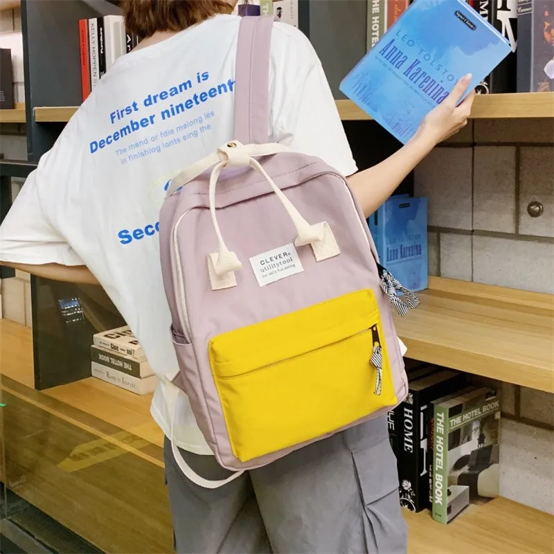 Холщовый Рюкзак для девочек-подростков школьная сумка простой дорожный рюкзак в