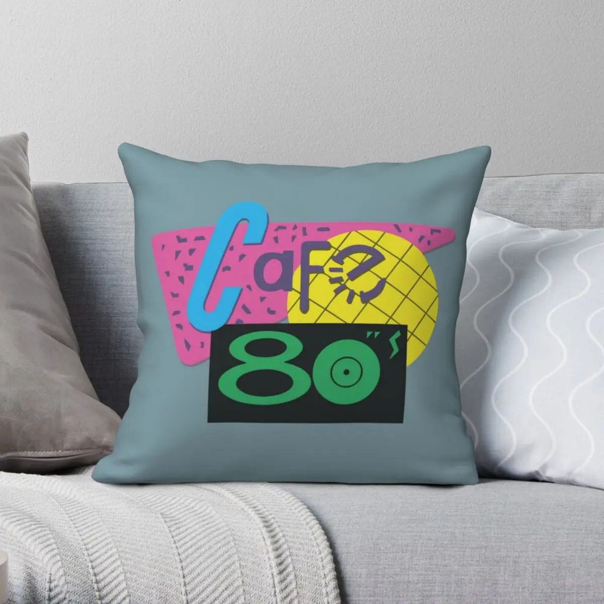 

Квадратный чехол для подушки Cafe 80s из полиэстера и льна