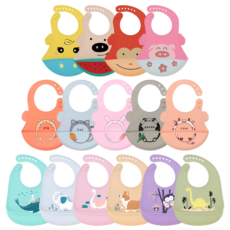 TYRY.HU 1PC Cartoon Prints Baby Bibs Soft Silicone Bib BPA Free Feeding Tools Infant Neckerchief Apron Waterproof | Детская одежда и