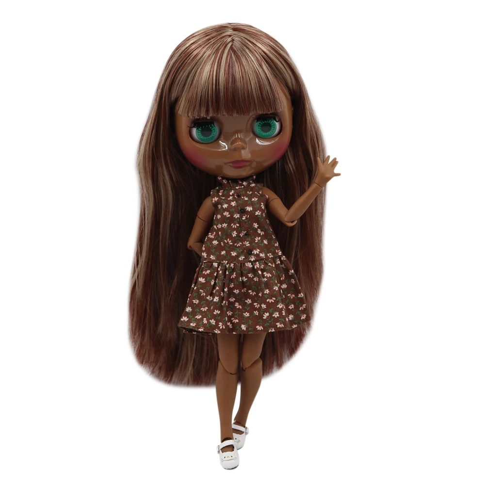 Ледяной DBS Blyth кукольные 1/6 bjd супер черный тон кожи смешанных ворс глянцевый уход