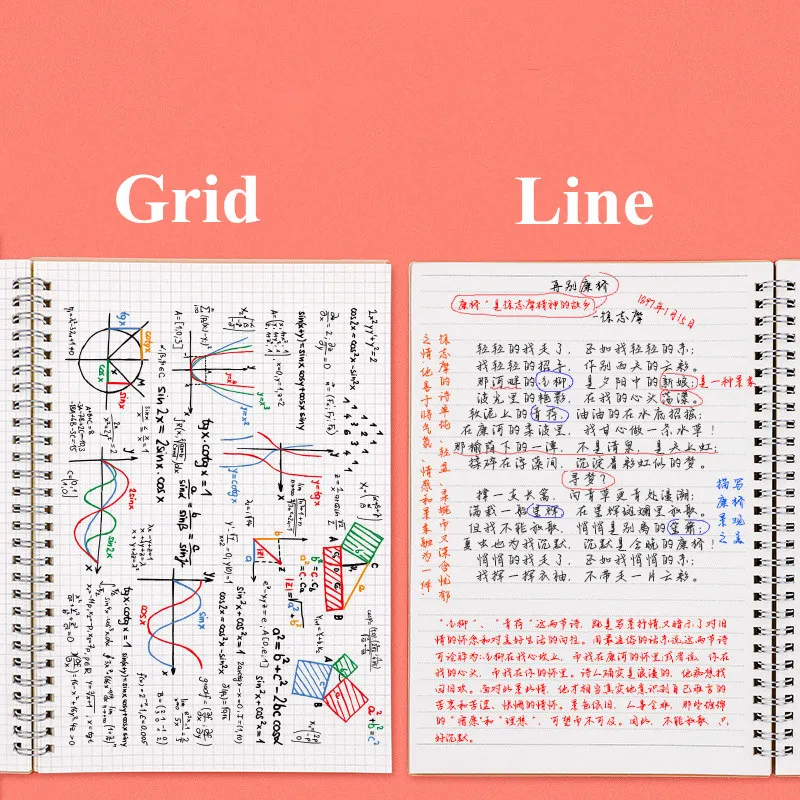 

A5 Kpop Grid Line Spiral Notebook Kawaii Daily Weekly Planner Journal Sketchbook Macaron Diary Notes School Office Stationery