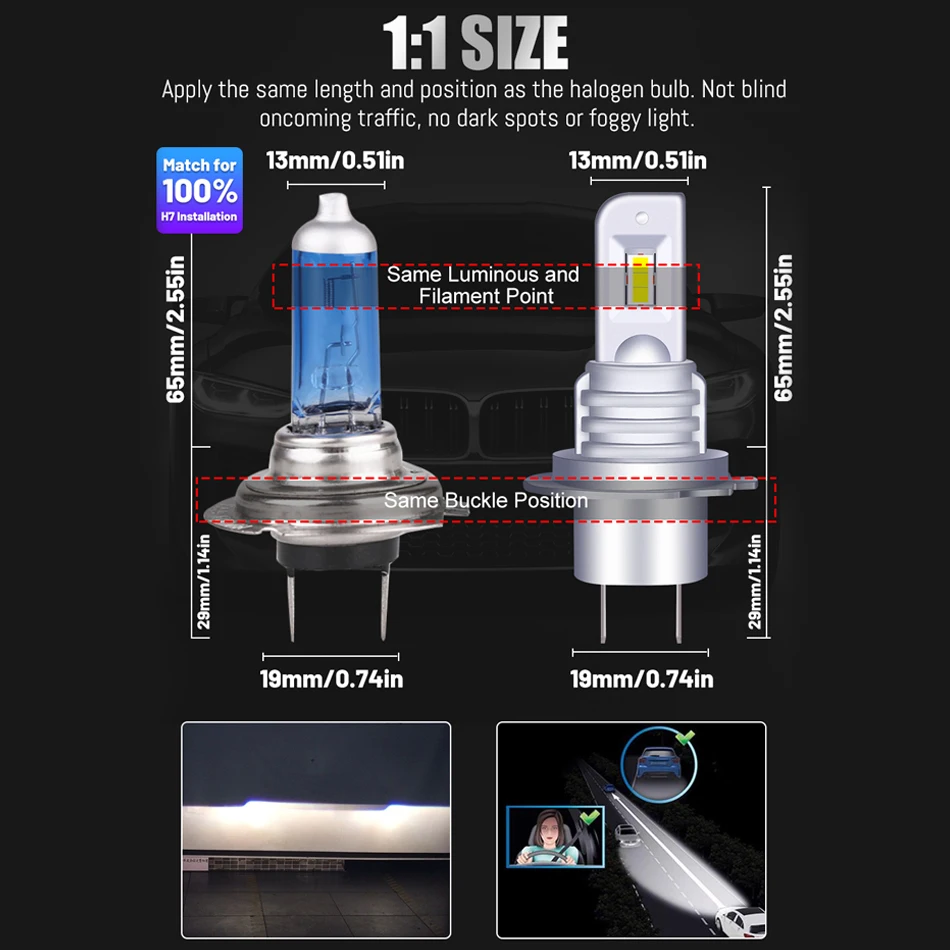 Светодиодсветодиодный лампа H4 CSP Mini H11 светодиодсветодиодный для автомобиля H7