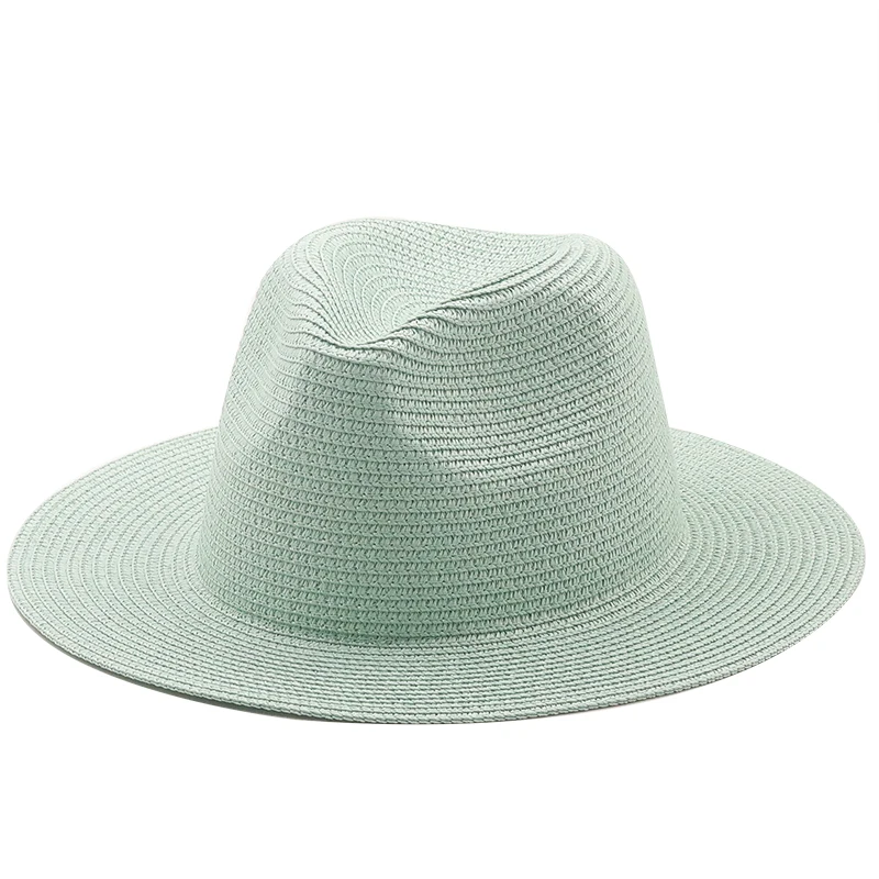 

Simple Fashion Unisex Wide Brim Fedora Straw Hats Solid Colorful Sunshade Straw Caps Vintage Jazz Panama Church Starw Hats