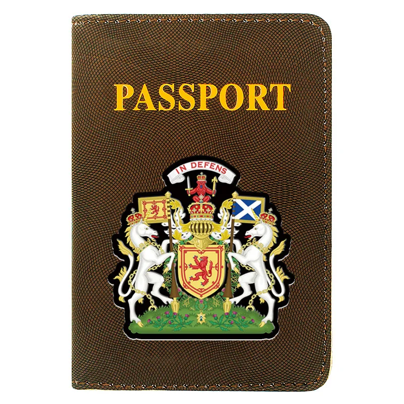 

Fashion Scotland In Defens Printing Women Men Passport Cover Pu Leather Travel ID Credit Card Holder Pocket Wallet Bags