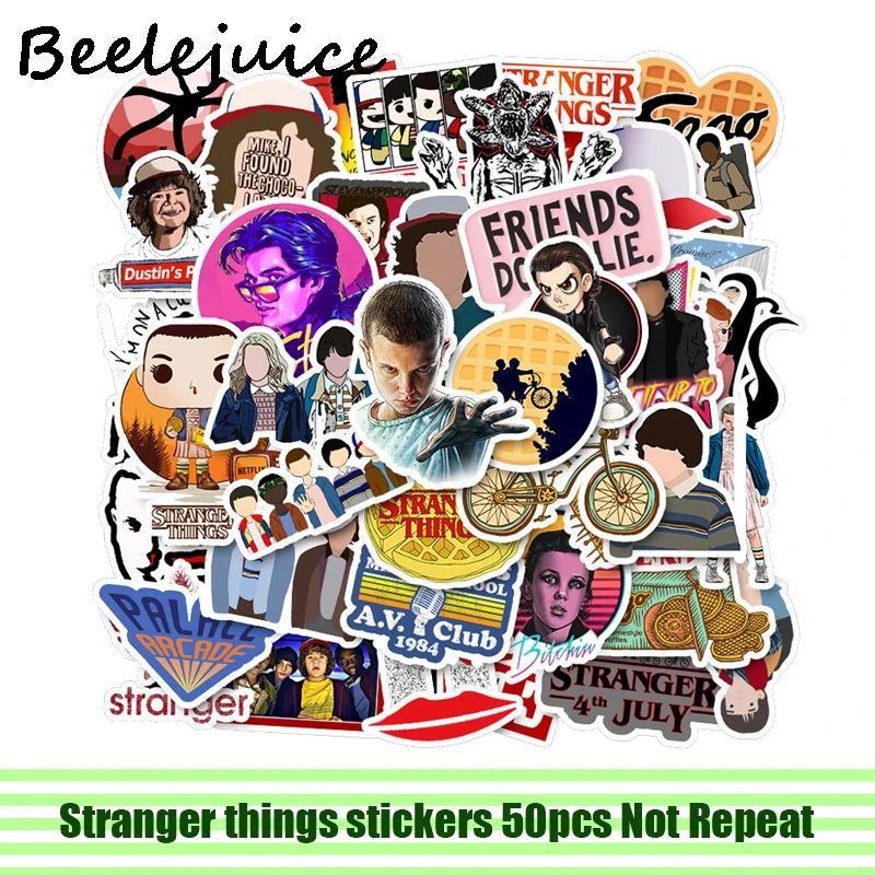 

50pcs Stranger things stickers pasters Cartoon characters anime movie decals scrapbooking diy phone laptop waterproof decoration