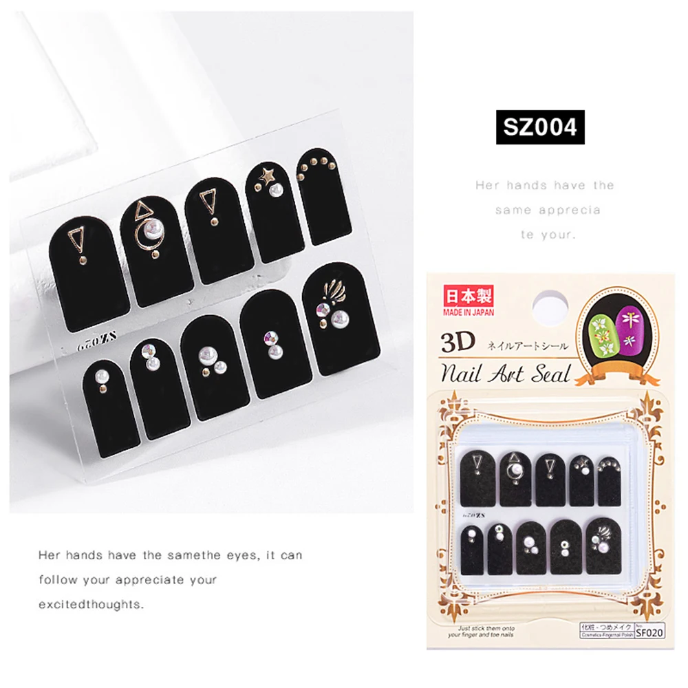 10 шт./лист ногтей заклепки Стикеры круглые квадратные круги жемчуг Сплав Бусины 3D