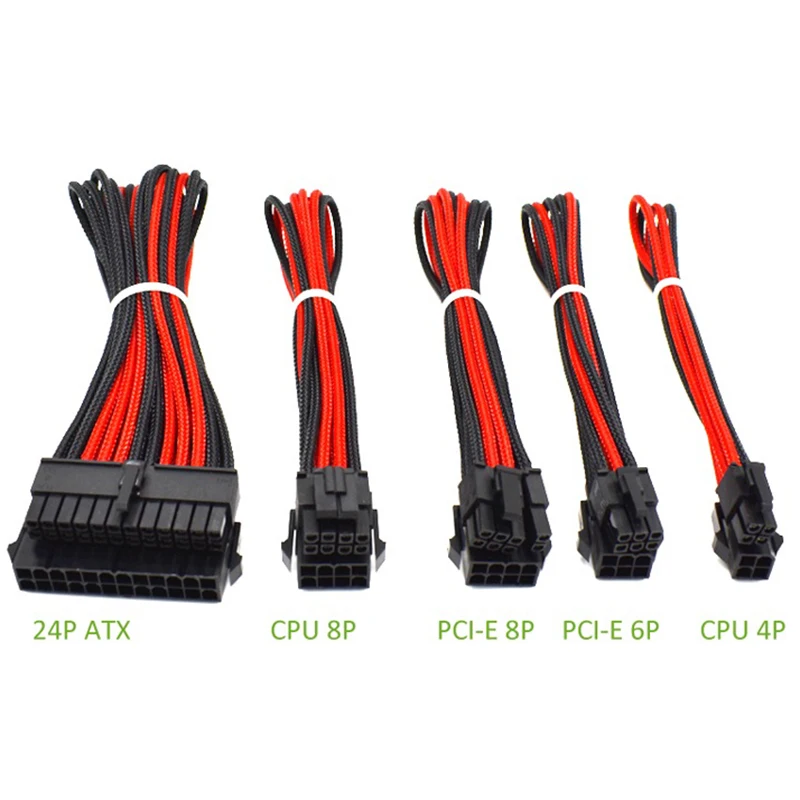 ATX 24Pin CUP 8Pin PCI-E 8P (6 + 2) PCIE 6Pin cpu 4Pin источник питания M/F УДЛИНИТЕЛЬ красный черный