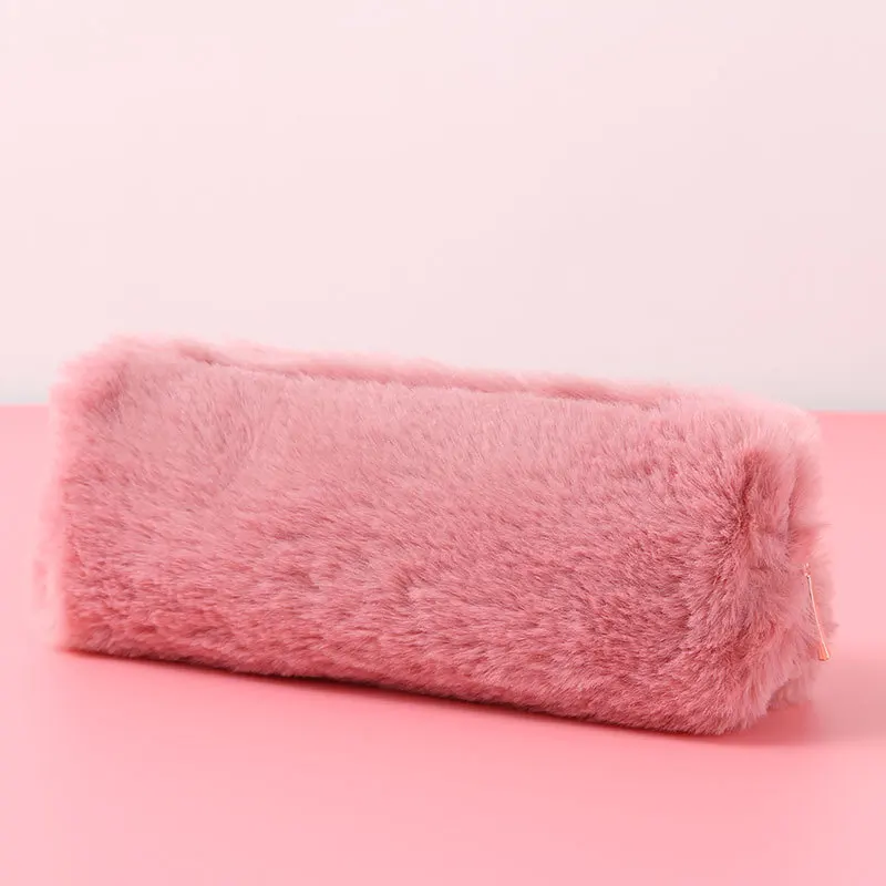 

Pink Plush Pencil Case Cute Lovely Pencil Case for Girls Student Pencil Bag Stationery Pencil Case Pen Bag School Free shipping